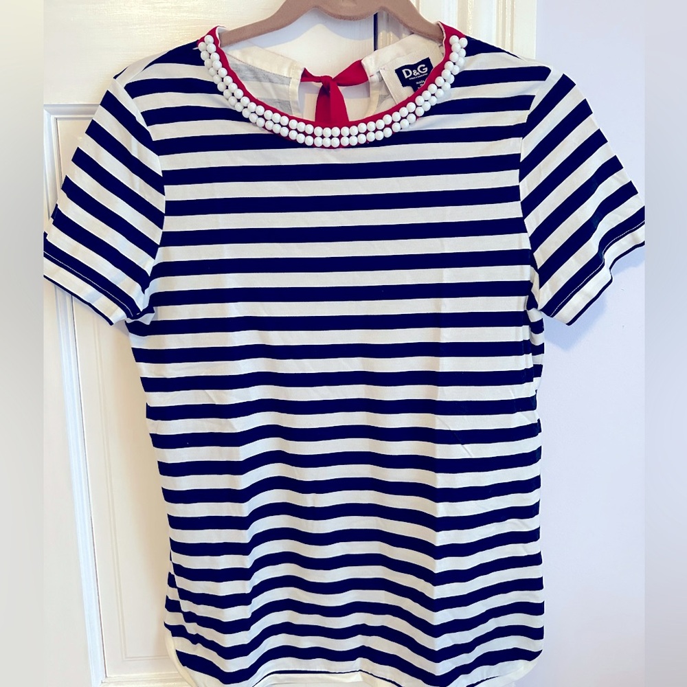 D&G Striped Navy and White T-Shirt